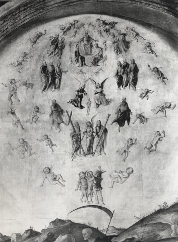 A. Villani e Figli — Lorenzo Costa (1460-1535). Il trionfo della Morte (l'empireo). S. Giacomo Maggiore (Bologna). Cappella Bentivoglio — particolare, l'empireo